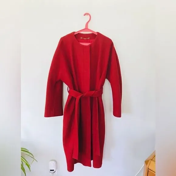 Gucci | red wool belted coat in red | Size XL - Picture 2 of 16